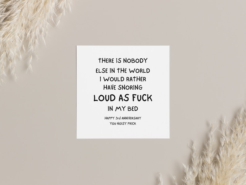 3rd Anniversary Card, Funny Anniversary Card for Husband, Rude ...