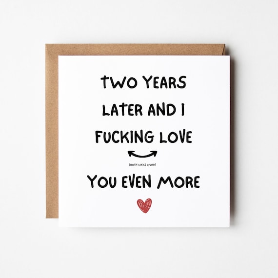 2 Year Anniversary Card, I Love You Even More, Funny 2nd Anniversary Card for Boyfriend Girlfriend Husband Wife