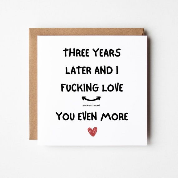 3 Year Anniversary Card, I Love You Even More, Funny 3rd Anniversary Card for Boyfriend Girlfriend Husband Wife