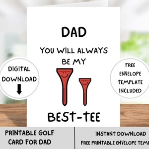 Téléchargement imprimable de carte d'anniversaire de papa, carte d'anniversaire pour papa, carte d'anniversaire de 5 x 7 pour papa, carte d'anniversaire sur le thème de golf imprimable