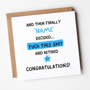 Retirement Card For Men, Personalised Retirement Congratulations Card, Men Retirement Card, Funny Retirement Card, Colleague Leaving Card