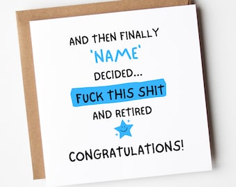 Retirement Card For Men, Personalised Retirement Congratulations Card, Men Retirement Card, Funny Retirement Card, Colleague Leaving Card