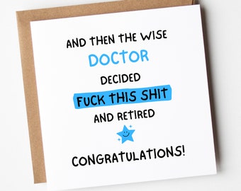 Retirement Card For Doctor, Funny Retirement Card For doctor, Colleague Leaving Work Card