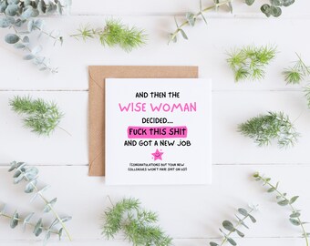 Funny Leaving Card New Job Congratulations Wise Woman Joke Humour