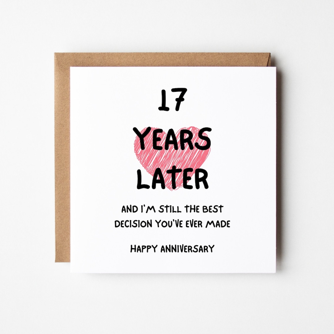 Alotozo 17th Anniversary Wallet Card - Stainless Steel Engraved Card Gift For Husband, Wife, Boyfriend, 3.35x2.13 Inches