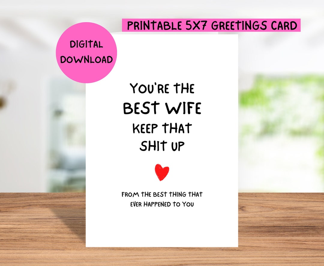 PRINTABLE Birthday Card for Wife, Birthday Card for Wife, 5x7 Card for ...