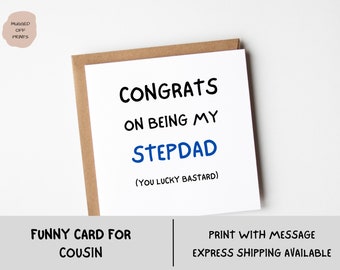 Card For Step Dad, Congrats On Being My Step Dad Card, Funny Step Dad Birthday Card, New Step Dad Card,