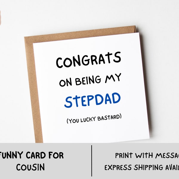 Card For Step Dad, Congrats On Being My Step Dad Card, Funny Step Dad Birthday Card, New Step Dad Card,