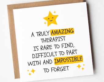 An Amazing Therapist, Thank You Card, For Nurse, Leaving Work, Retirement Card, Colleague Leaving Card, Friend Retirement Card, Therapist