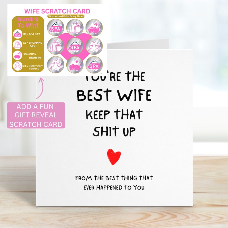 Funny Card For Wife, You're The Best Wife Card, Wife Birthday Card Funny, Wife Birthday Card, Wife Anniversary Card, 画像 4