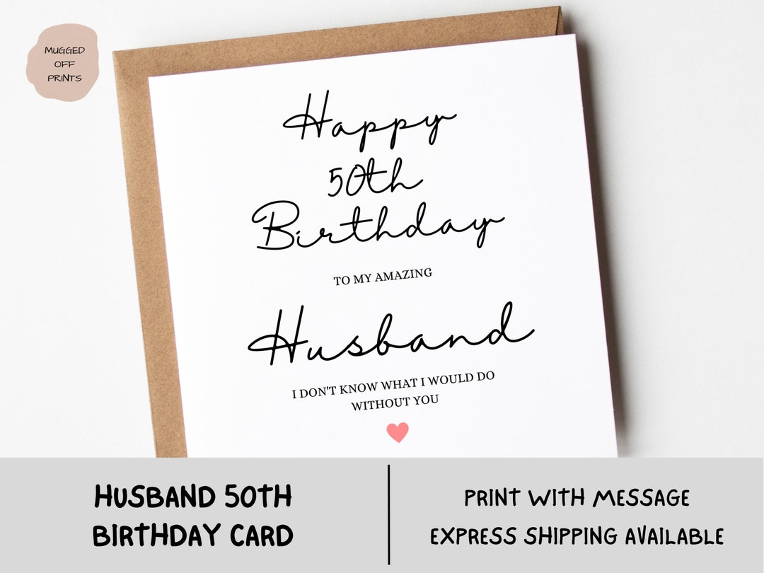 Husband 50th Birthday Card, Happy 50th Birthday Card for Husband ...