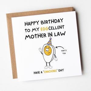 Mother in law Birthday card, Happy Birthday To My Excellent Mother In Law, Funny Birthday Card For Mother In Law