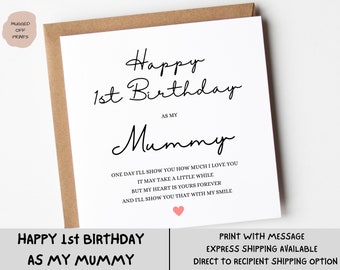Happy 1st Birthday As My Mummy - Mummy Birthday Card UK, First Birthday As My Mum, Daughter First Birthday To Mummy