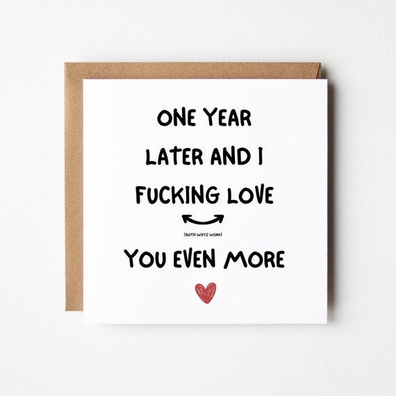 1 Year Anniversary Card, I Love You Even More, Funny 1st Anniversary Card for Boyfriend Girlfriend Husband Wife