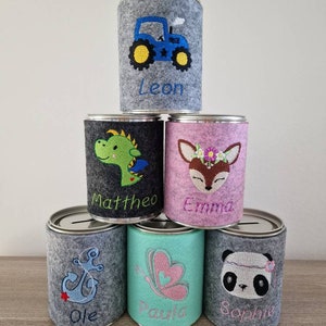 Felt money box with embroidered name | Embroidered money box with desired motif | Children&#39;s and adults | Gift | Birth | Baptism | Individual | Personalized