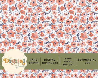 Red White & Blue Watercolor Ditsy Seamless Pattern | Patriotic Floral Digital Paper | July 4th Seamless Background | Americana Pattern