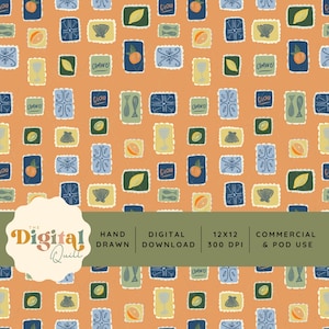 Dolce de Vita Seamless Pattern, Italian Summer Digital Paper, Hand-Drawn Mediterranean Citrus & Tile Design, Europe Summer Fabric Pattern