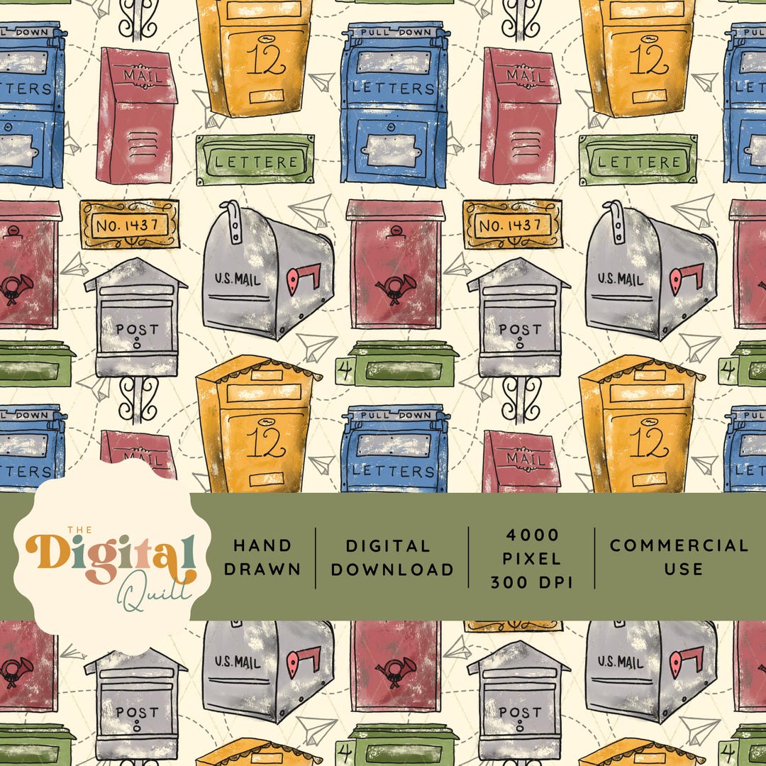 Postman’s Route Seamless Pattern | Vintage Mailboxes & Postage Stamps ...