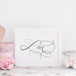 Kalligrafie Liefde SVG, Kalligrafie Lettertype, Swirly Font, Flourished SVG, Liefde HandGeschreven, Liefde Handgeschreven, Valentijn Print, Kalligrafie Kunst