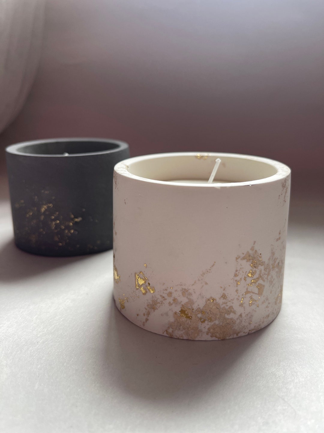 Jar for Candles in Jesmonite Nina Precious Line With Gold Etsy