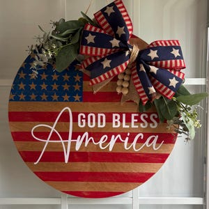 God Bless America Door Sign | 4th of July Door Sign | Summer Door Sign | Door Hanger