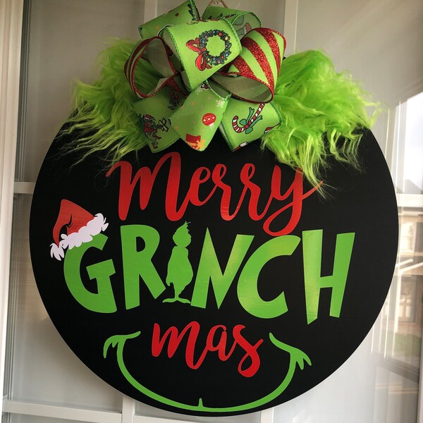 Merry Grinchmas Door Sign | Grinchmas themed door sign | Christmas Door Sign