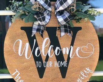 Welcome Personalized Door Hanger | All Season Door Sign | Gift Door Hanger