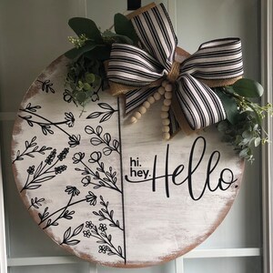 Hi, Hey, Hello Door Sign | Door Sign | All Season Door Sign | Welcome ...