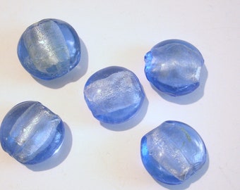 15 Perles De Verre 10 Mm Boules Bleu mat Q12-11