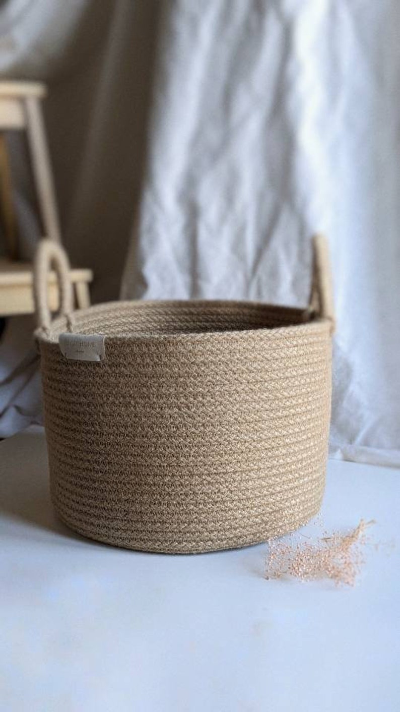 Jute Basket With Handles Etsy