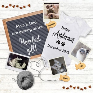 Anuncio de embarazo- Gatitos, gatos, Furbabies, 1-3 imágenes, neutral, cartón, descarga instantánea, editable, digital, imprimible, bebé