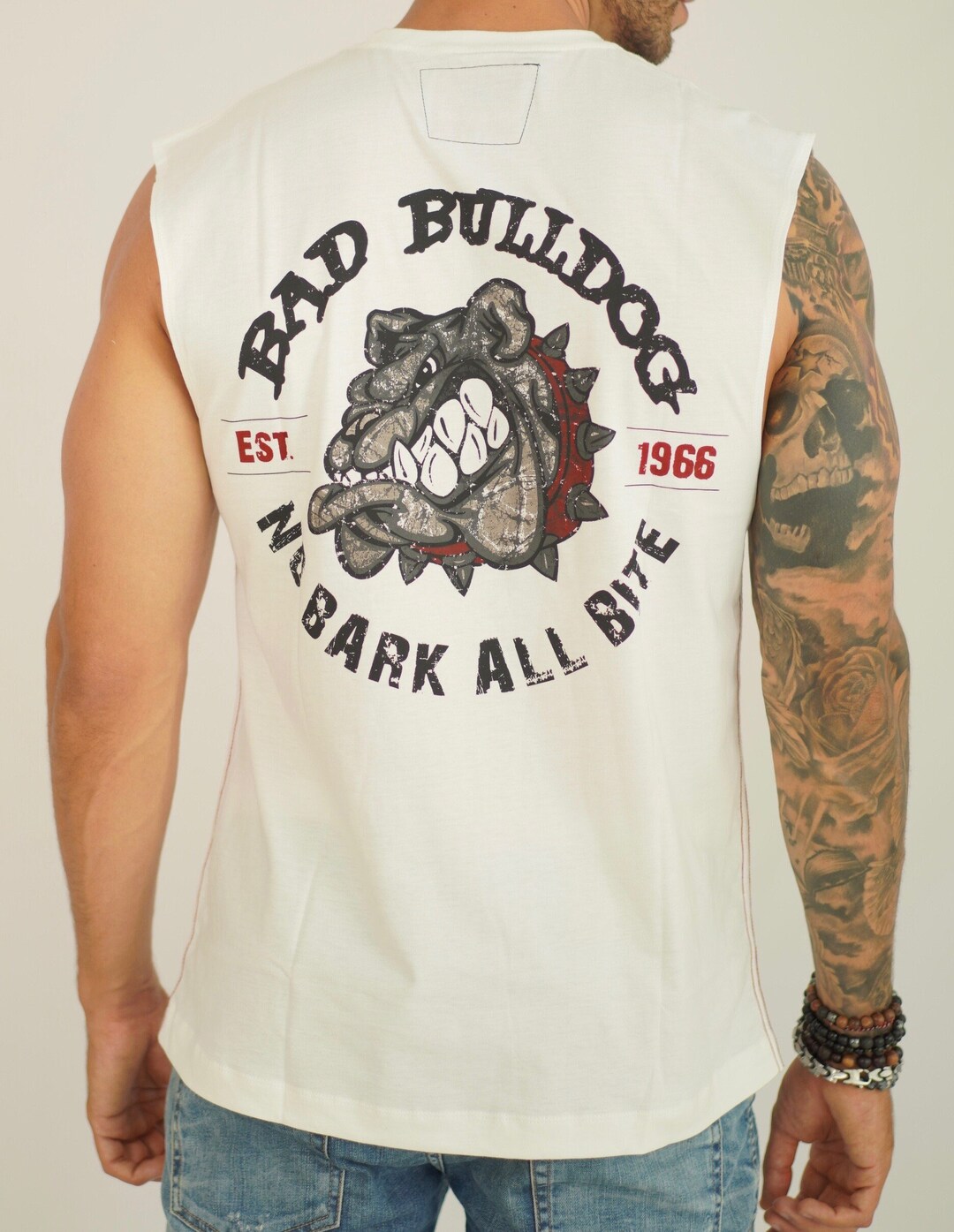 Bulldog Sleeveless Biker Muscle Tee Shirt Tshirt Etsy