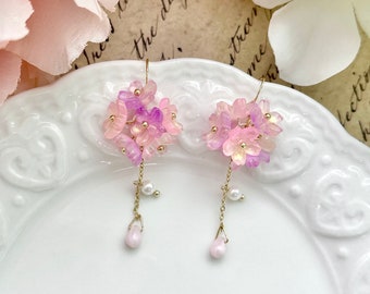 Cherry Blossom Earrings, Floral Dangle Earrings, Spring Earrings, Sakura Earrings, Japanese Earrings, Summer Dangle Earrings, Gift For Her