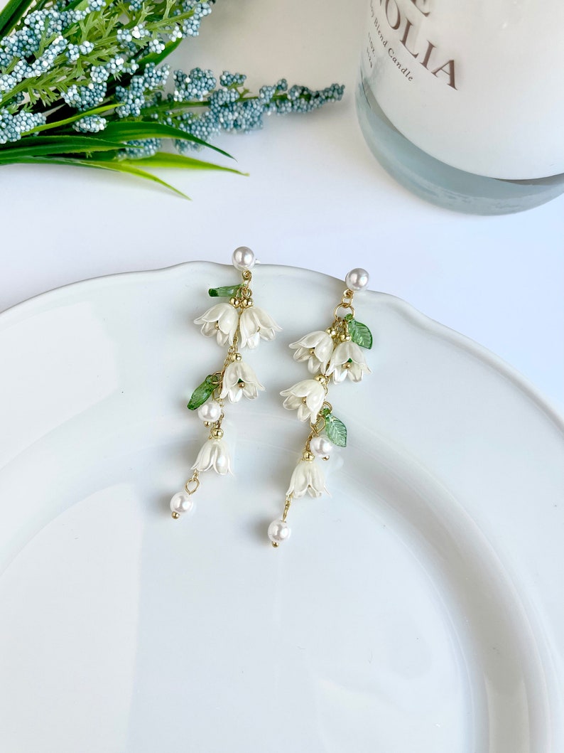 Lily of the Valley Earrings White Fairy Flower Earrings Etsy