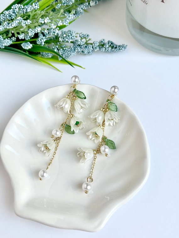 Lily of the Valley Earrings White Fairy Flower Earrings - Etsy