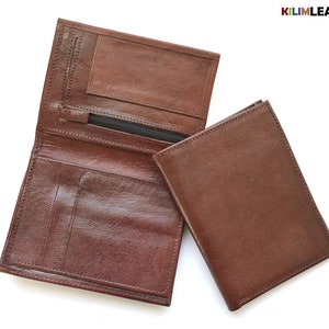 Cartera de cuero para hombre, Monedero de piel tamaño bolsillo, Varios colores para elegir, hecho a mano, gran calidad, cartera plegable