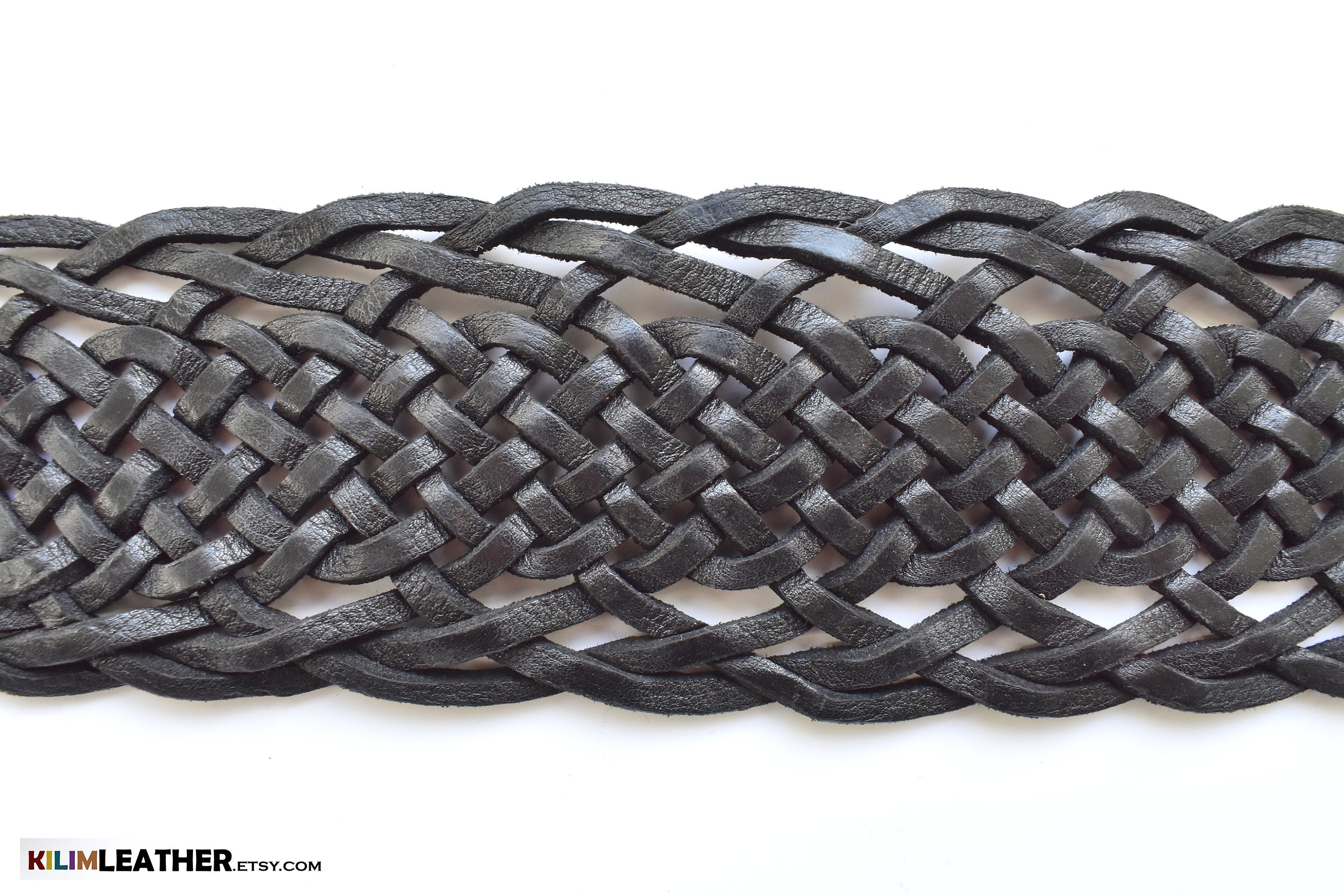 Handmade Moroccan Braided Leather Belt: Boho Silver Buckle 