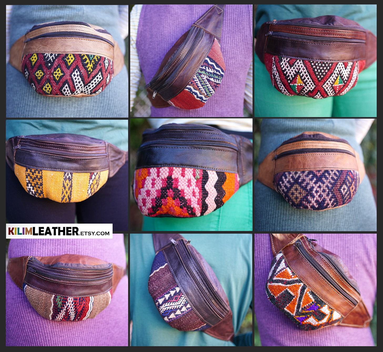 Black Leather Fanny Pack Unique Design Etsy