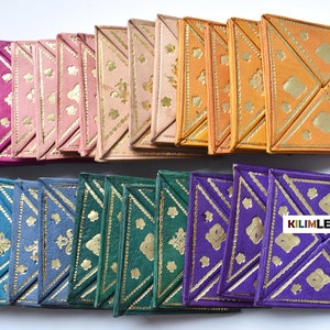 5 Monederos cuadrados de cuero natural, Varios colores para elegir, Pequeñas carteras para monedas, Monederos plegables de bolsillo marroquí