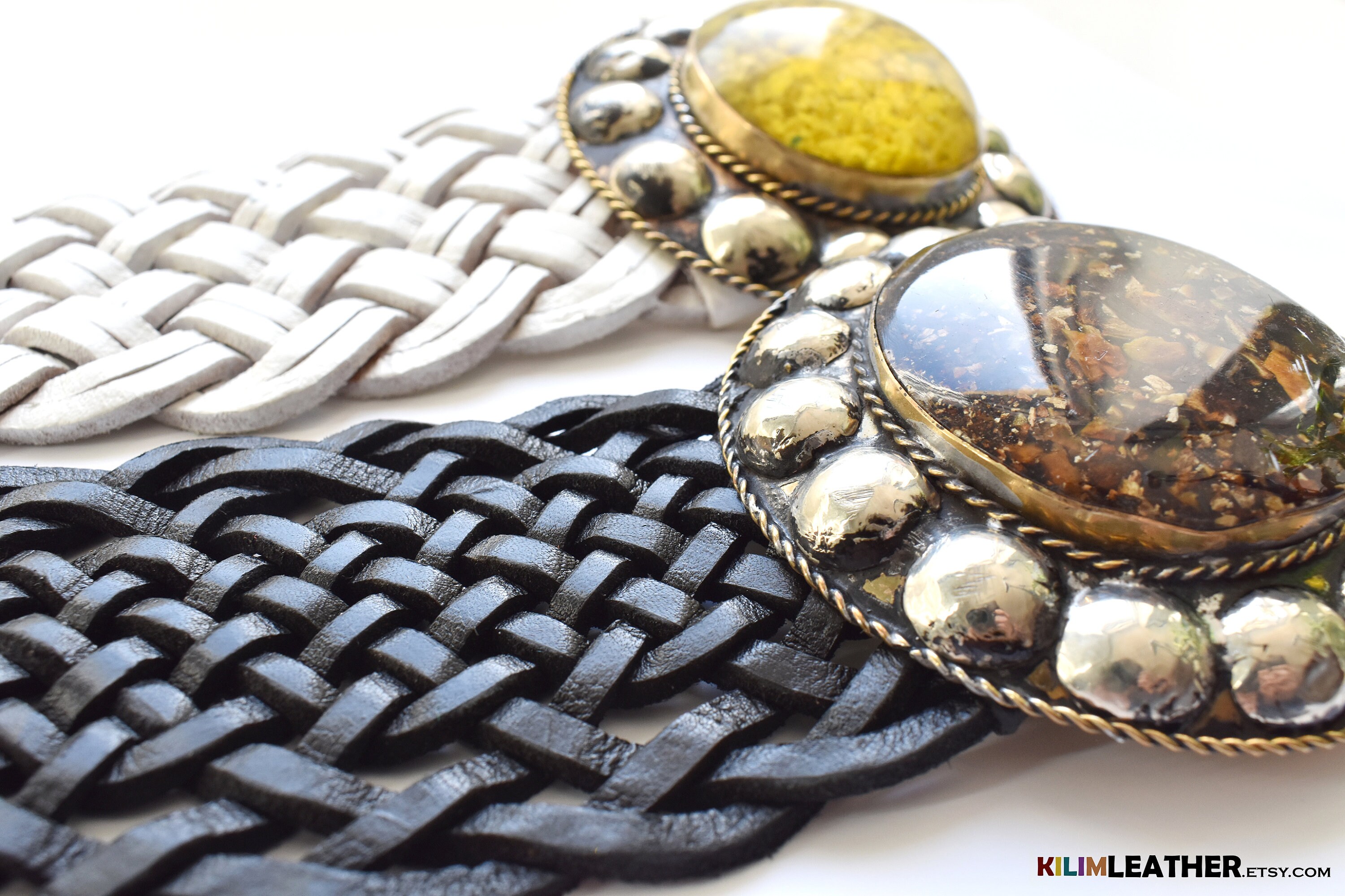 Handmade Moroccan Braided Leather Belt: Boho Silver Buckle  display picture 1
