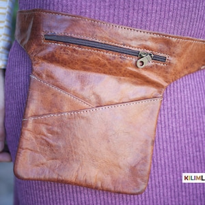 Sac banane en cuir pour femme, cuir naturel véritable, sac marocain fabriqué à la main, design décontracté, cadeau parfait pour fille
