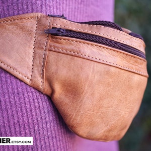PACK BANANE en cuir marron, cadeau parfait unisexe, design décontracté, sac marocain fabriqué à la main, cuir naturel véritable