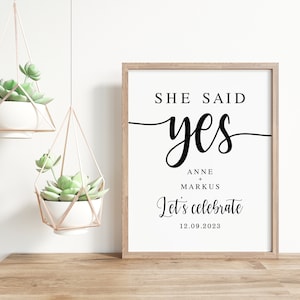 She Said Yes Engagement Party Sign: Printable Celebration Decor (PDF & JPG)