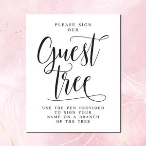 Modern Wedding Guest Tree Sign: Minimalist Printable (PDF & JPG)