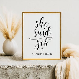 She Said Yes Engagement Sign: Custom Party Decor (Digital Download)