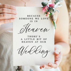 Wedding Memorial Sign: Minimalist Heaven Memory Table Decor (Digital Download)