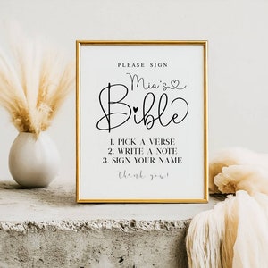 Please Sign Bible - Baby Baptism Guestbook Sign (Digital Download)
