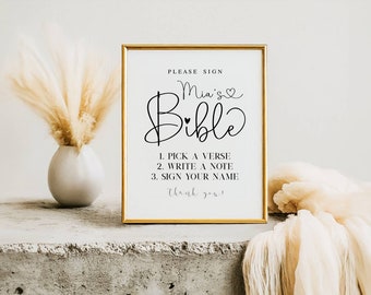 Please Sign Bible - Baby Baptism Guestbook Sign (Digital Download)