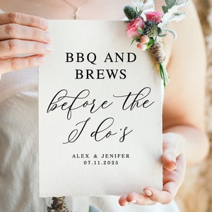 BBQ And Brews Before I Do's, Modern Minimalist Wedding Bbq Sign, Wedding Brew Bar Sign, Garden Wedding Printables, Instant Download Prints
