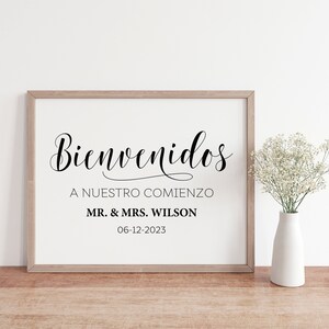 Bienvenidos A Nuestro Comienzo, Wedding Signs, Spanish Wedding Sign, Wedding Decor Sign, Wedding Signage, Wedding Welcome Sign, Decor Sign